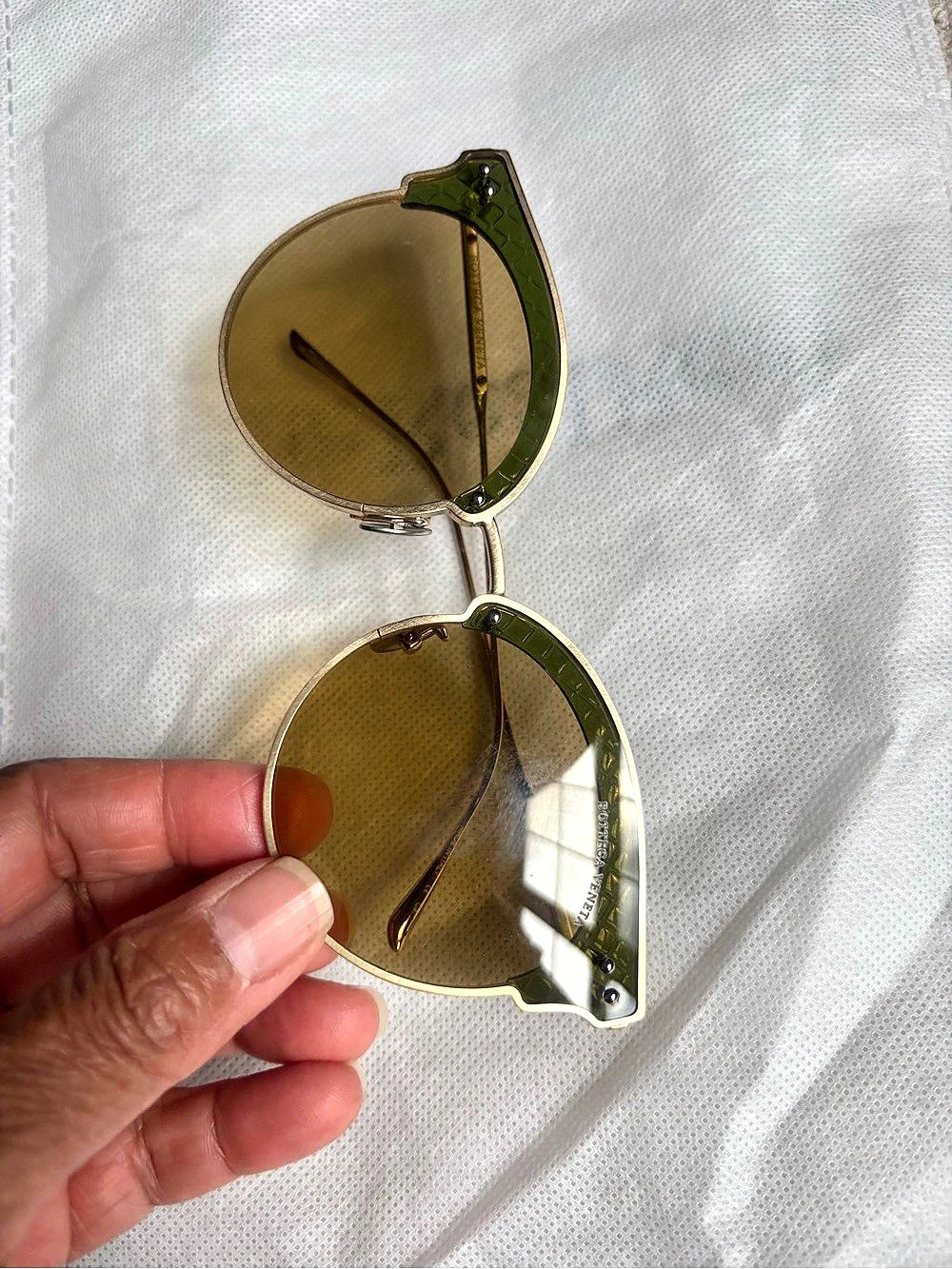 Bottega Veneta BV0210S Green & Gold Sunglasses